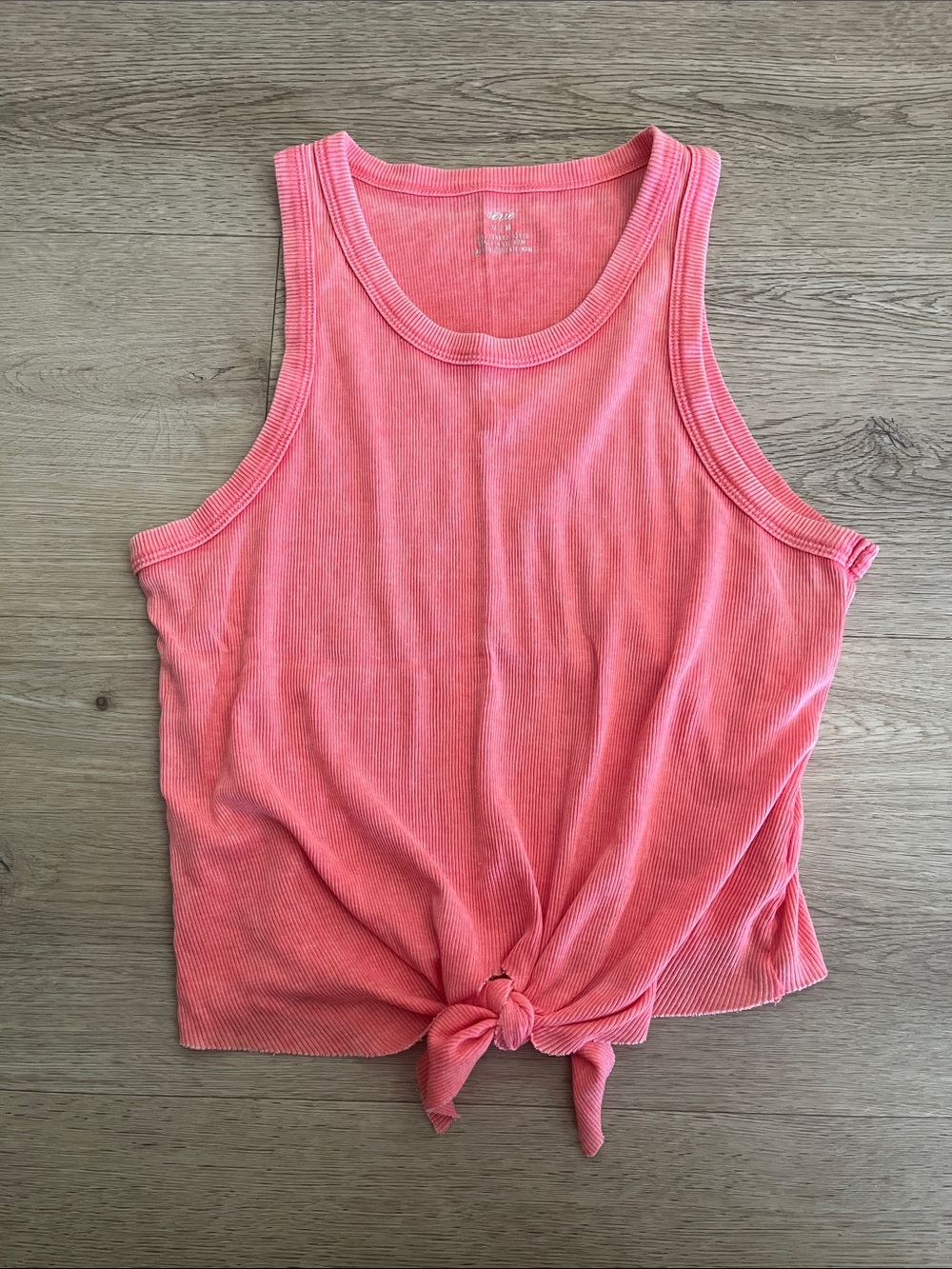 Watermelon red Ribbed Tie-Front Tank Top - Women